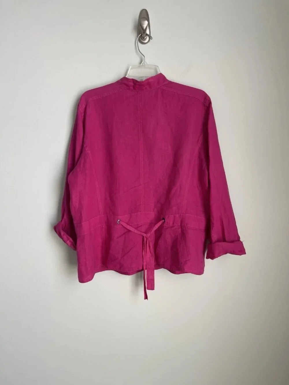 Eileen Fisher Pink 100% Irish Linen Long Sleeve Button Front Jacket